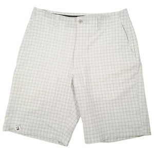 Nicklaus Men's Polyester Shorts Size 32 Olive Green Strips White